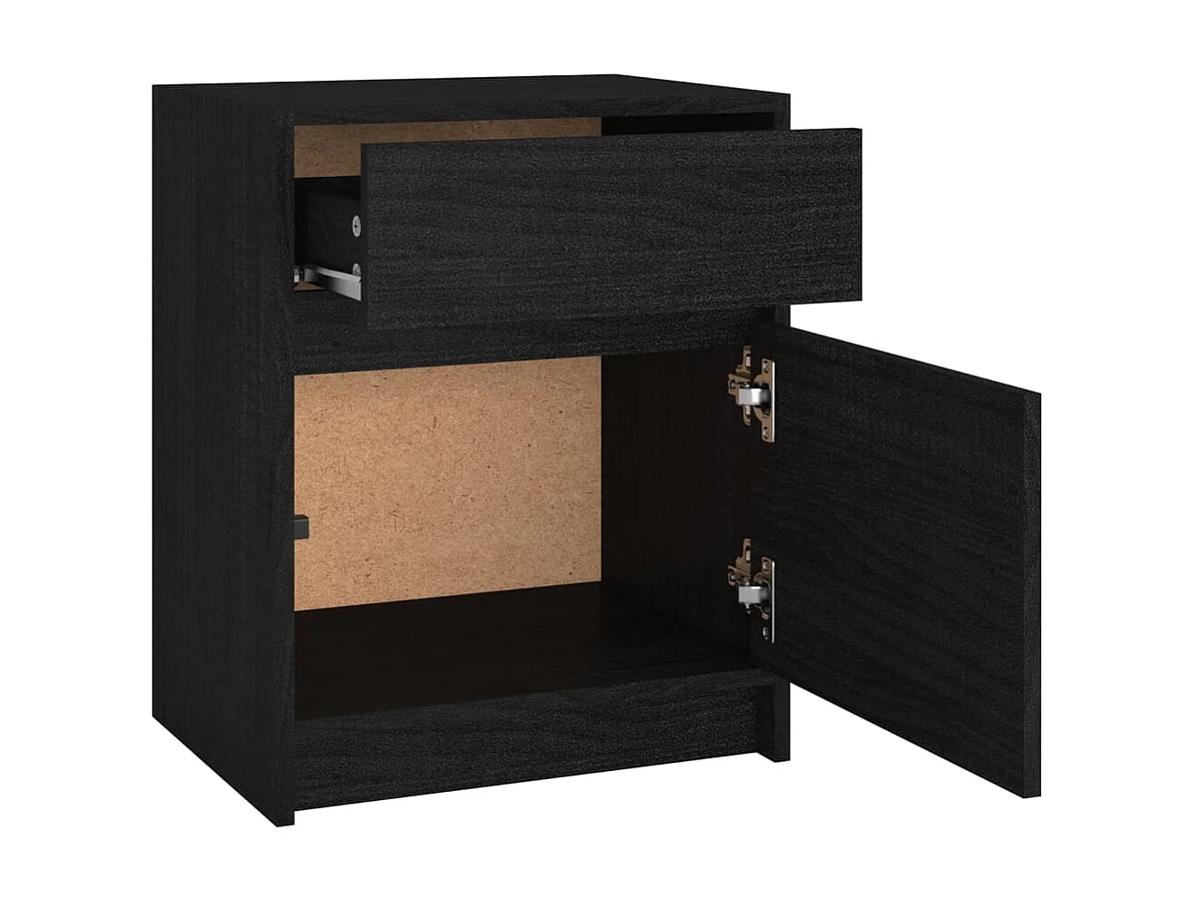 Tables de chevet 2 pcs Noir 40x31x50 Bois de pin massif