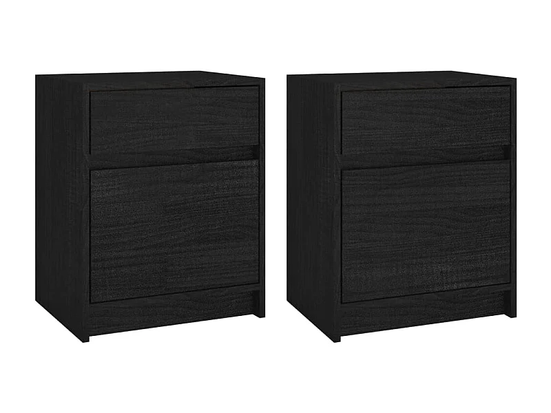 Tables de chevet 2 pcs Noir 40x31x50 Bois de pin massif