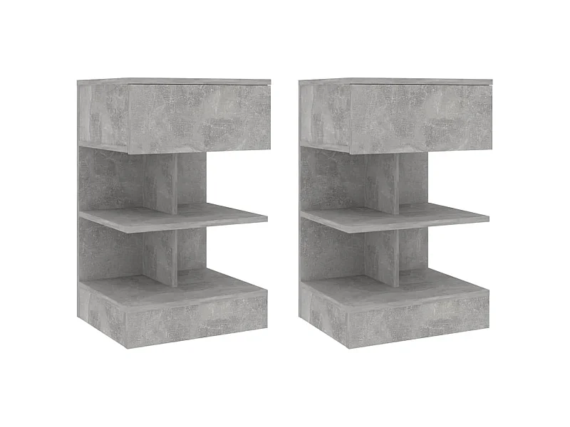 Tables de chevet 2 pcs Gris béton 40x35x65