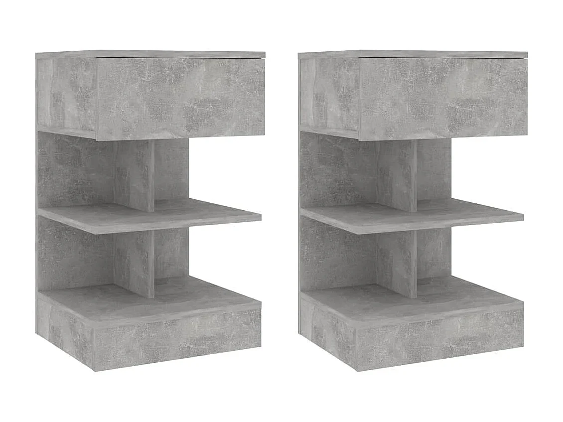 Tables de chevet 2 pcs Gris béton 40x35x65