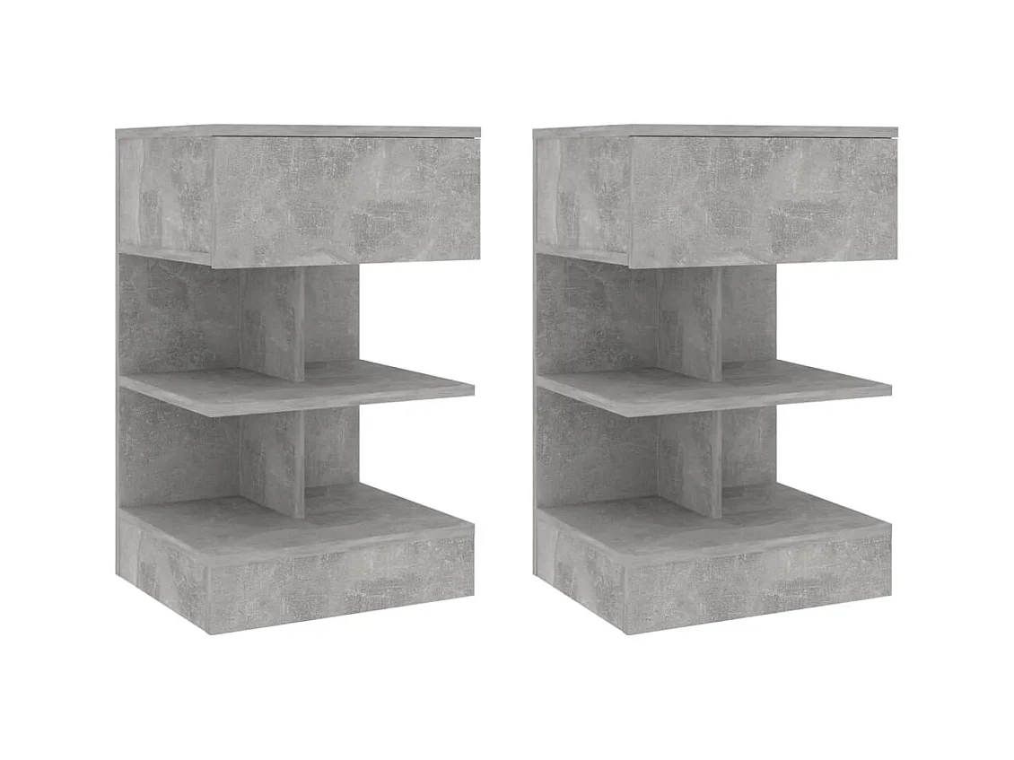 Tables de chevet 2 pcs Gris béton 40x35x65