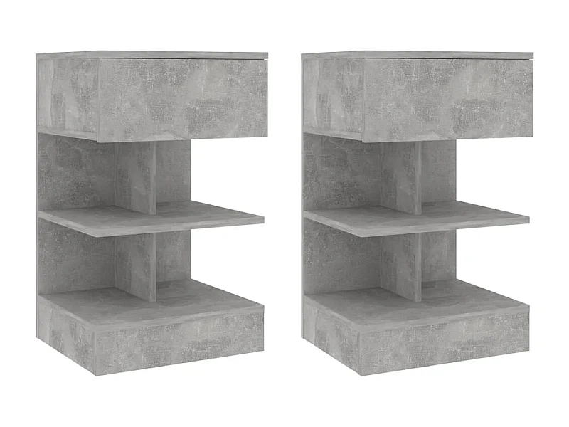 Tables de chevet 2 pcs Gris béton 40x35x65