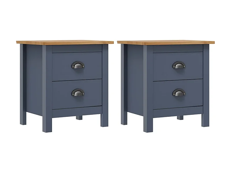Tables de chevet 2 pcs Hill Range Gris 46x35x49,5 Pin solide 2
