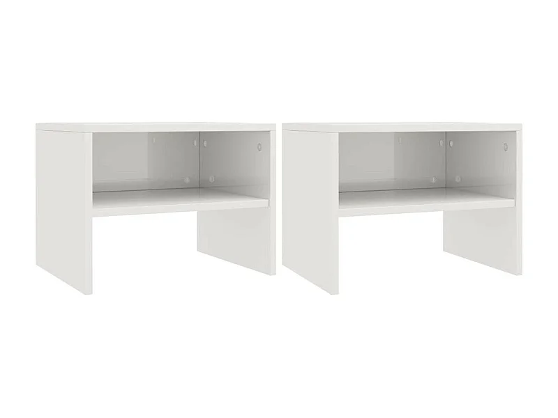 2 pcs Tables de chevet Blanc brillant 40 x 30x30