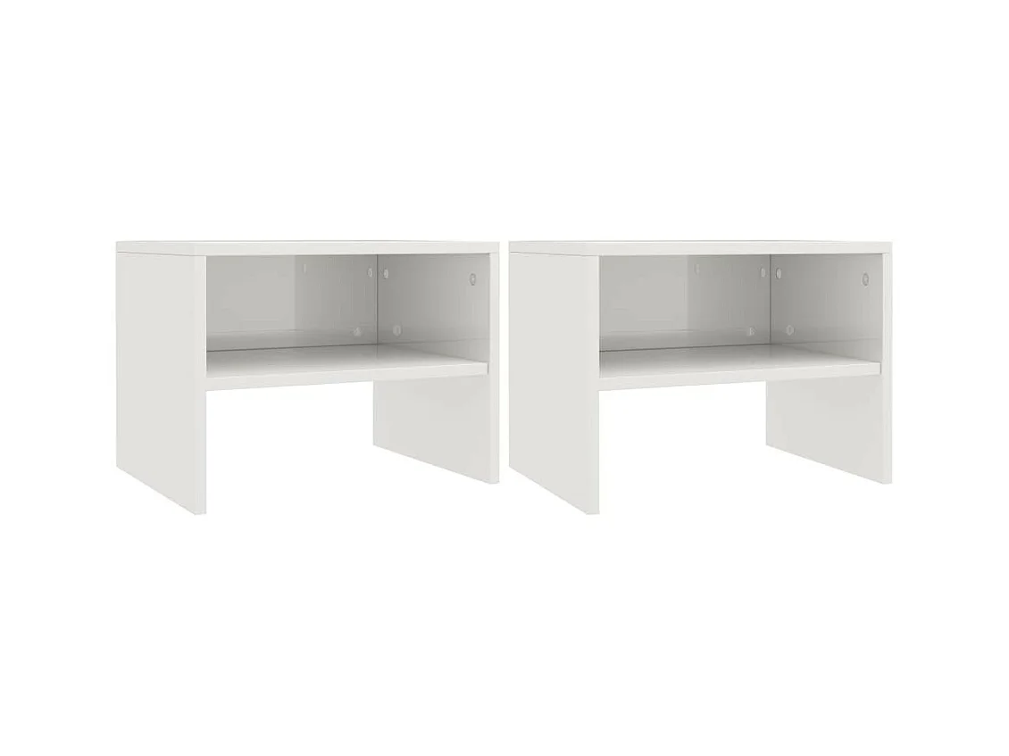 2 pcs Tables de chevet Blanc brillant 40 x 30x30