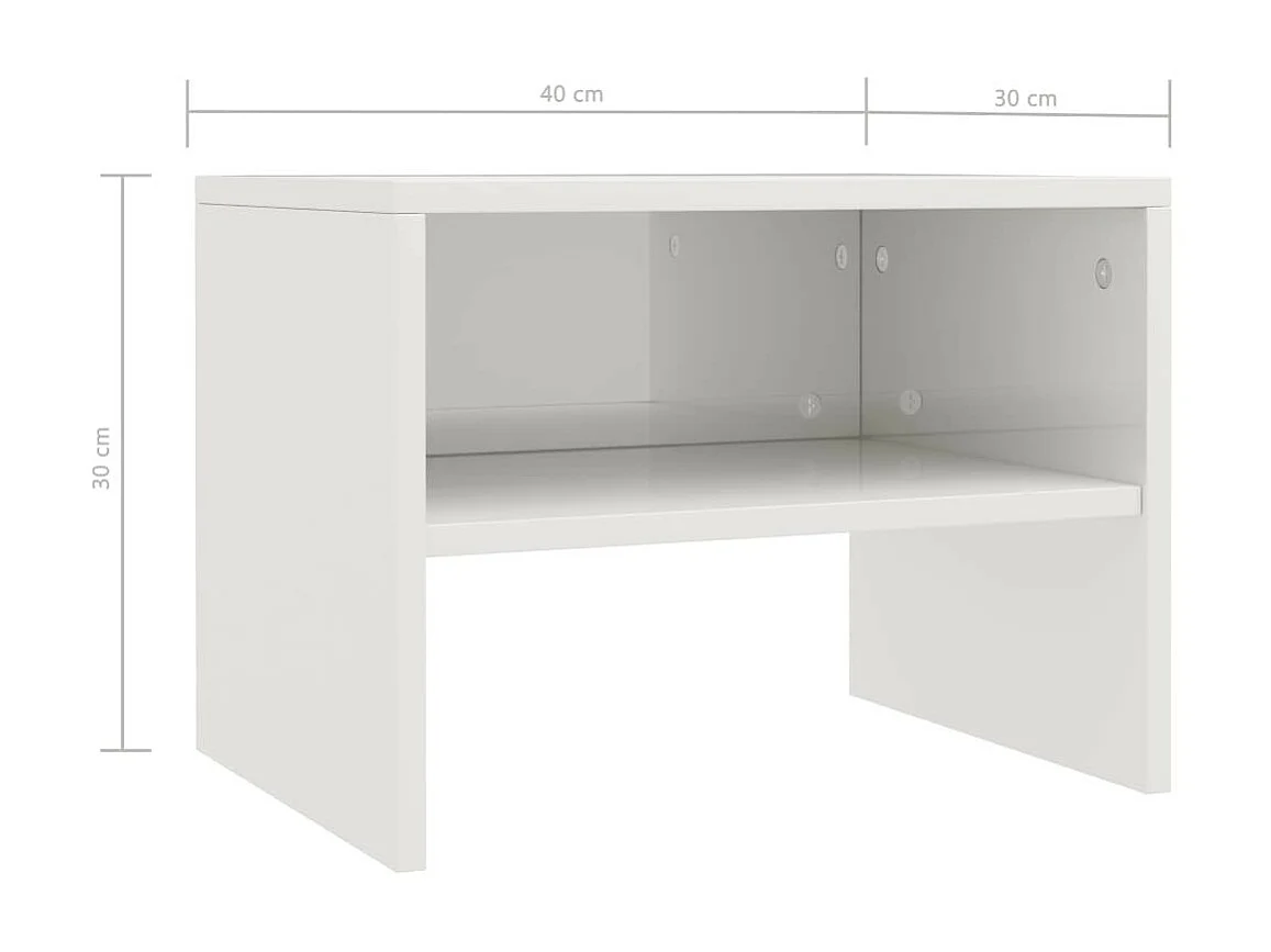 2 pcs Tables de chevet Blanc brillant 40 x 30x30