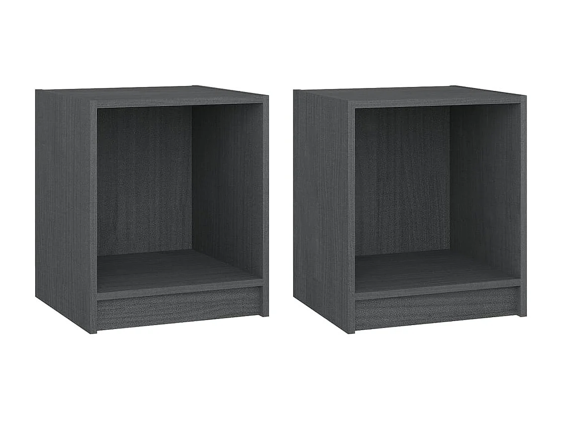 Tables de chevet 2 pcs Gris 35,5x33,5x41,5 Bois de pin massif