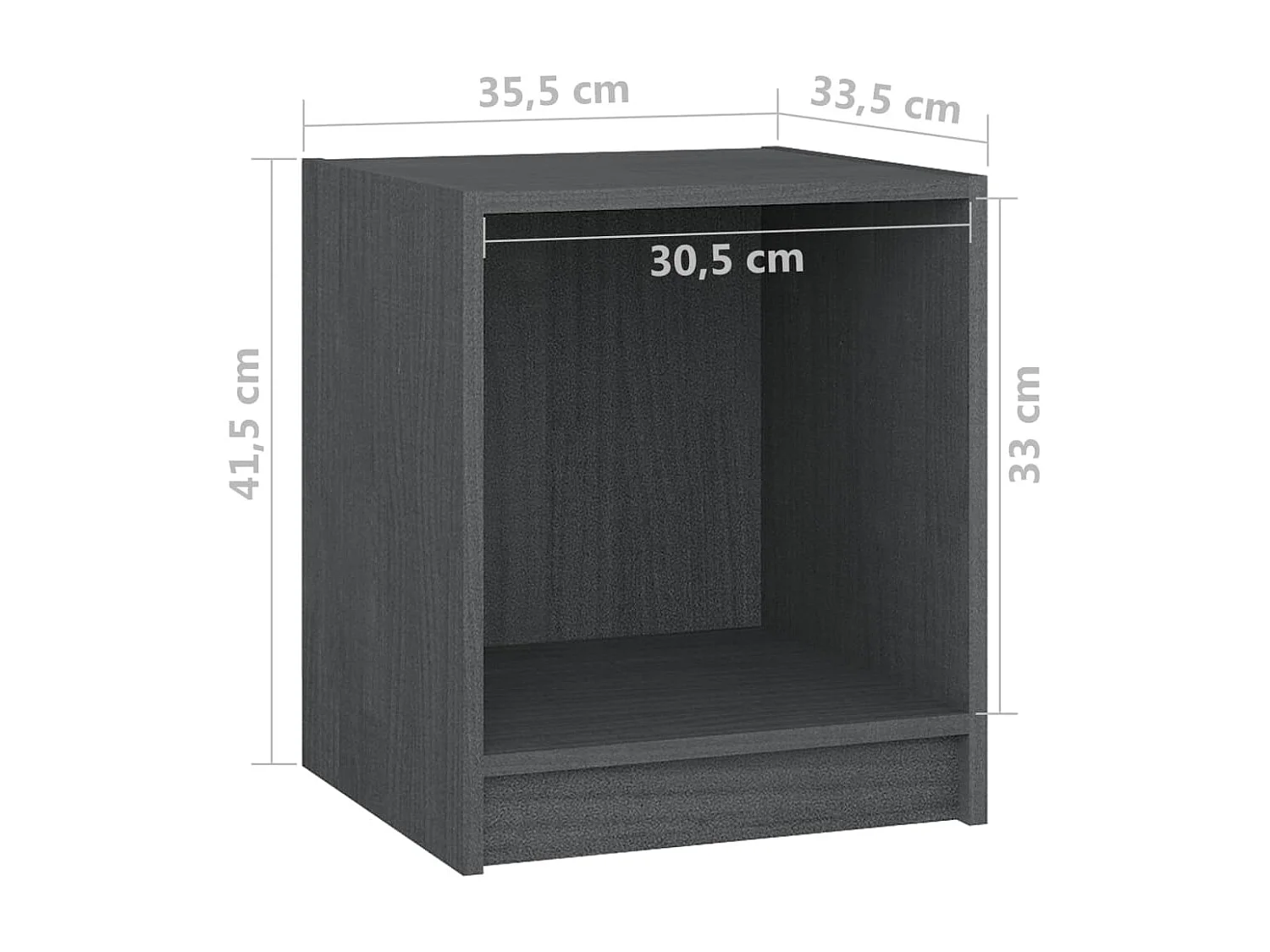 Tables de chevet 2 pcs Gris 35,5x33,5x41,5 Bois de pin massif