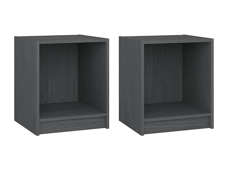Tables de chevet 2 pcs Gris 35,5x33,5x41,5 Bois de pin massif
