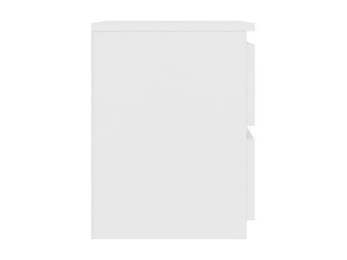 Table de chevet 2 tiroirs bois blanc Ricio - Lot de 2