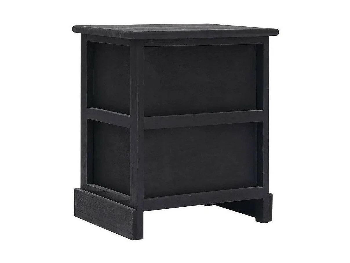 Table de chevet 2 tiroirs paulownia massif noir Khali