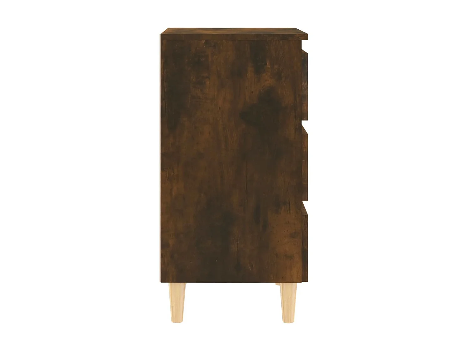 Table de chevet avec pieds en bois solide Chêne fumé 40x35x69