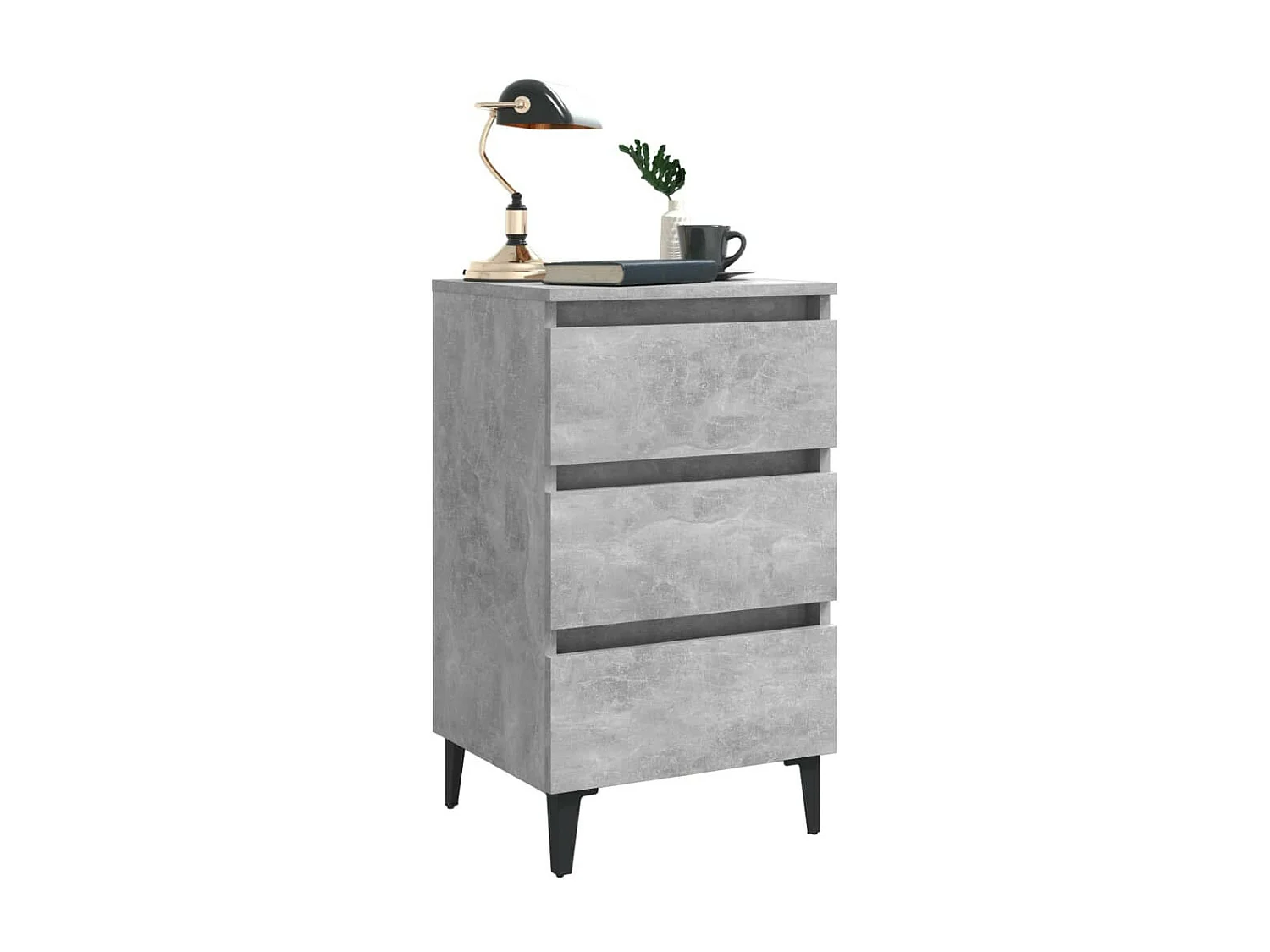 Table de chevet avec pieds en métal Gris béton 40x35x69