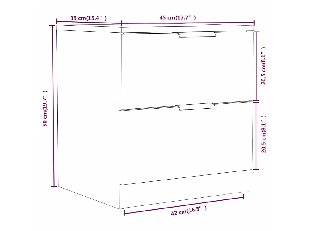 Tables de chevet 2 pcs Chêne Sonoma Bois d'ingénierie