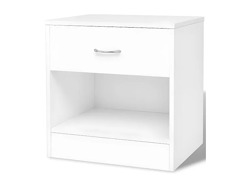 Table de chevet 1 tiroir 1 niche bois blanc Chickie - Lot de 2
