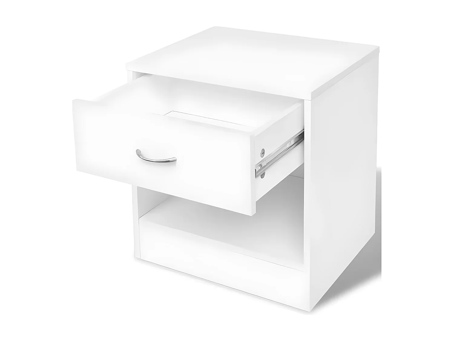 Table de chevet 1 tiroir 1 niche bois blanc Chickie - Lot de 2
