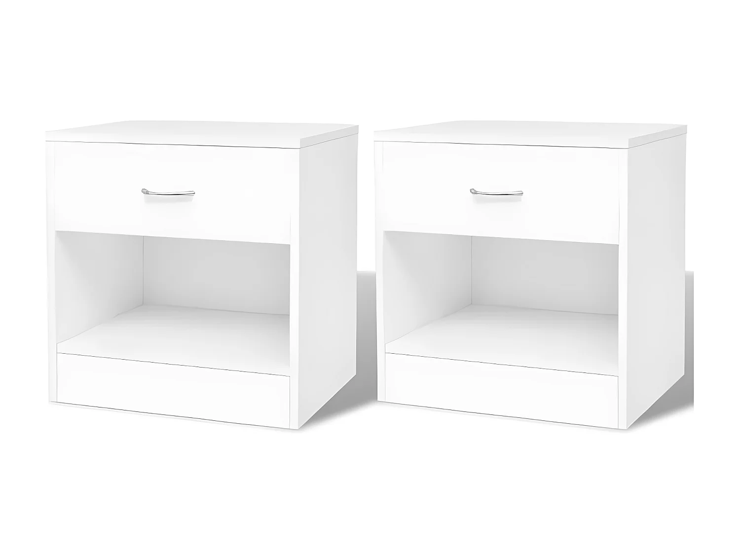 Table de chevet 1 tiroir 1 niche bois blanc Chickie - Lot de 2