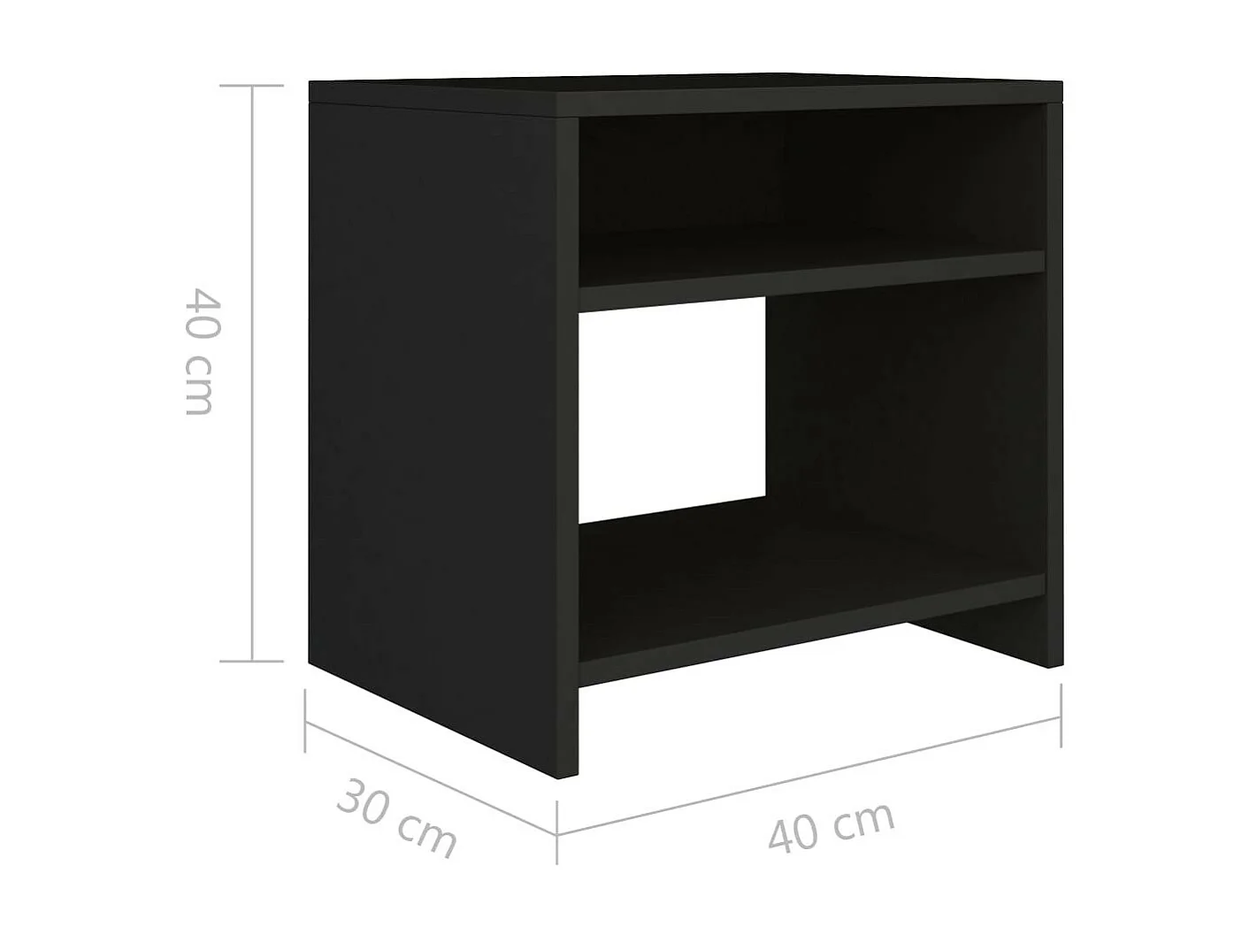 Table de chevet Noir 40 x 30x40 - Lot de 2