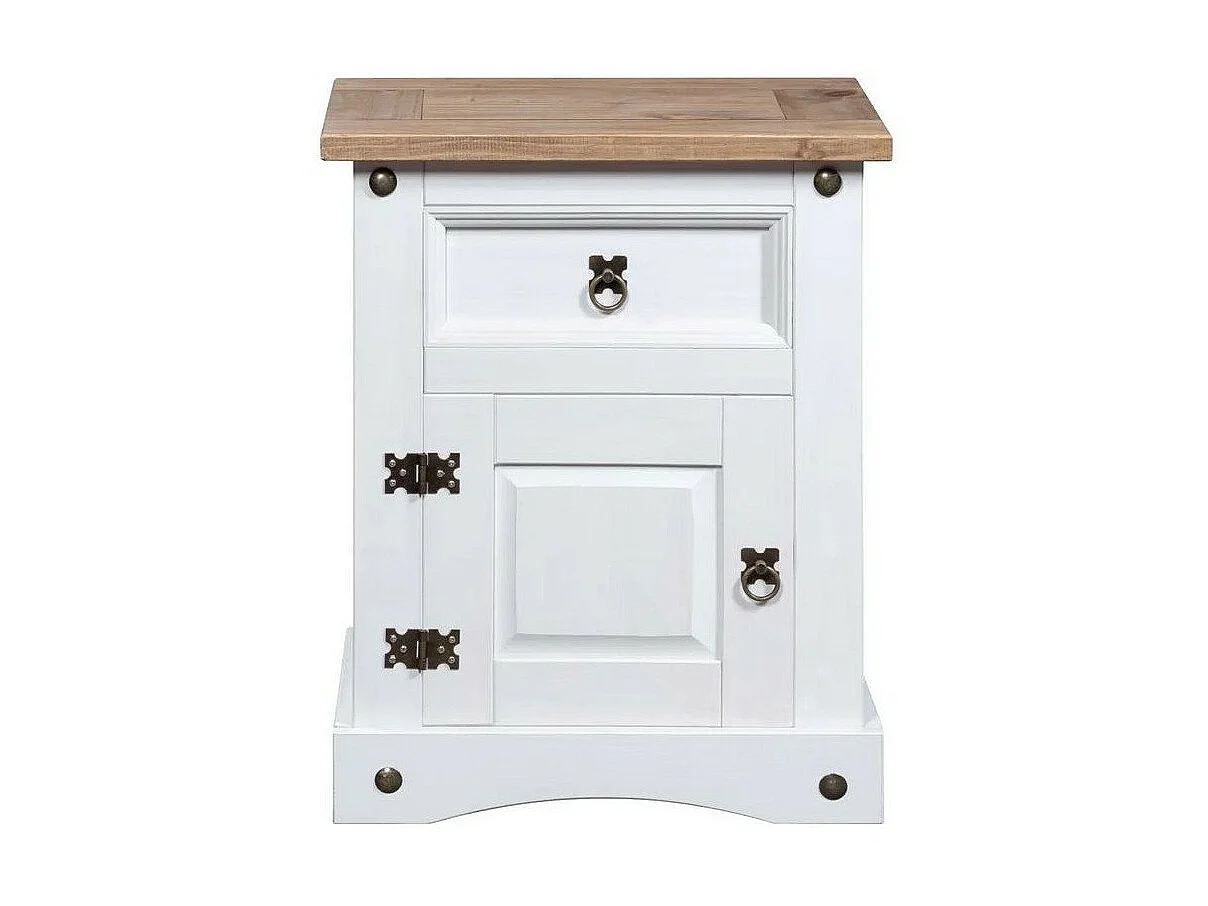 Table de chevet pin massif foncé et blanc Singa