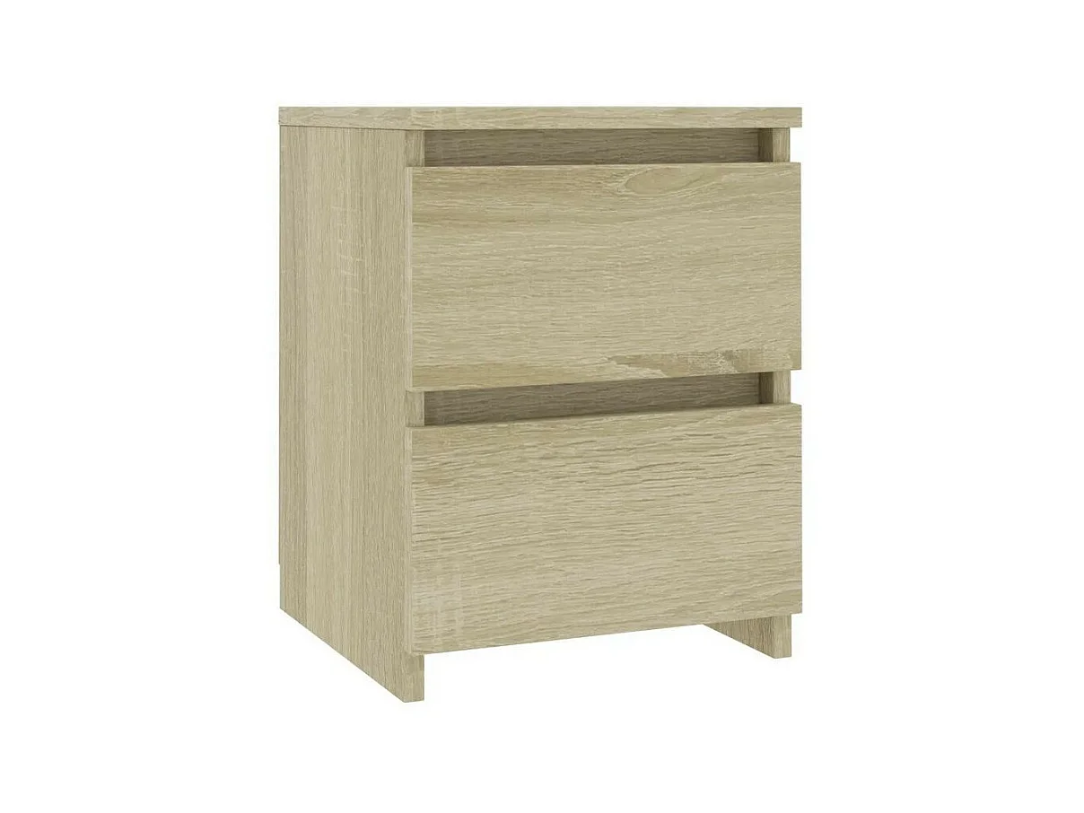 Chevet 2 tiroirs bois chêne clair Ricio - Lot de 2