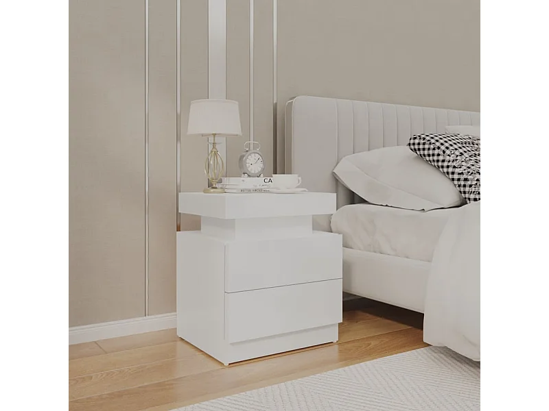 Table de chevet Blanc brillant 45x35x52