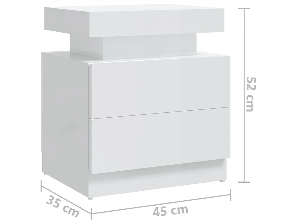 Table de chevet Blanc brillant 45x35x52