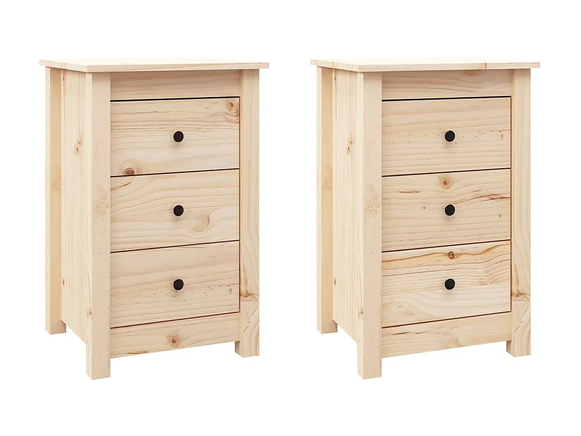 Tables de chevet 2 pcs 40x35x61,5 Bois de pin massif
