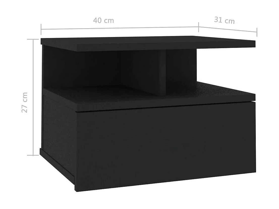 Tables de chevet suspendues 2 pcs Noir 40x31x27
