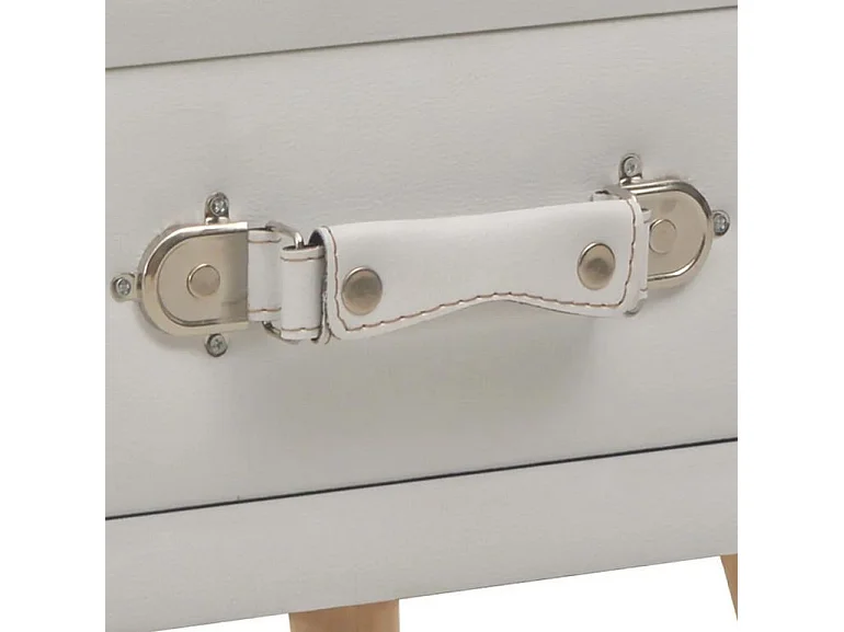 Table de chevet simili cuir blanc et pieds pin massif Twilly