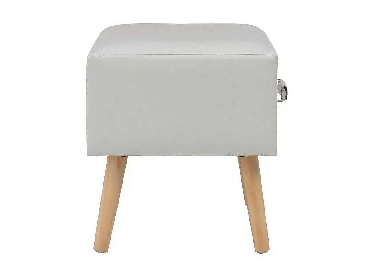 Table de chevet simili cuir blanc et pieds pin massif Twilly