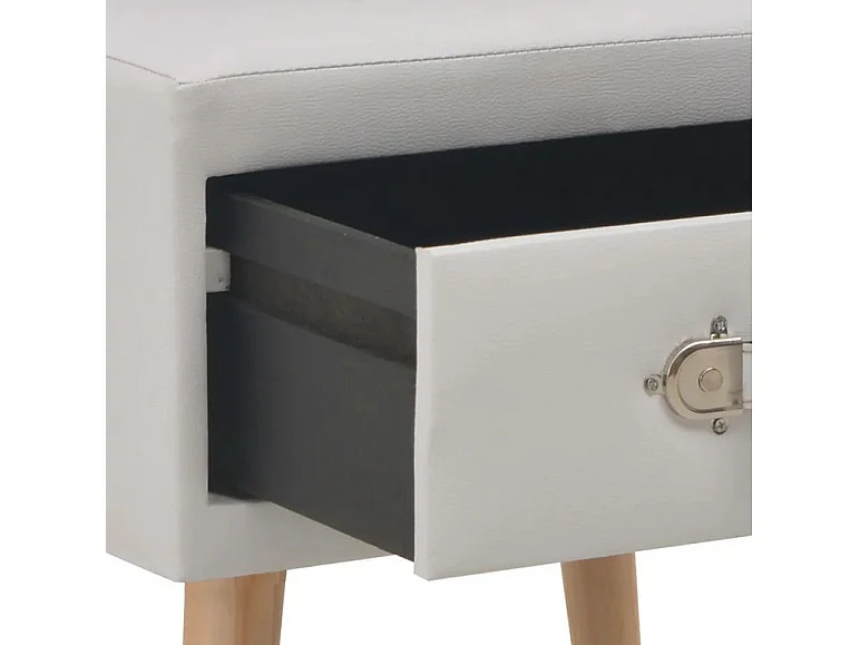 Table de chevet simili cuir blanc et pieds pin massif Twilly