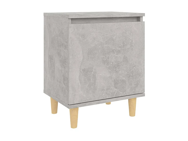Table de chevet avec pieds en bois Gris béton 40x30x50