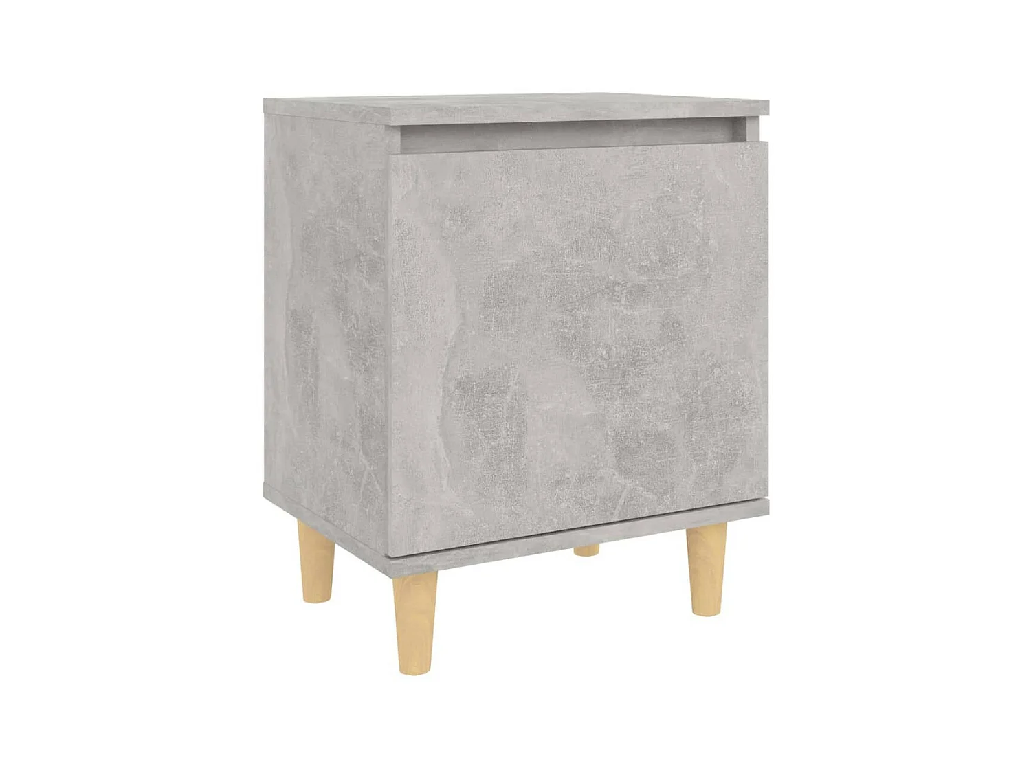 Table de chevet avec pieds en bois Gris béton 40x30x50