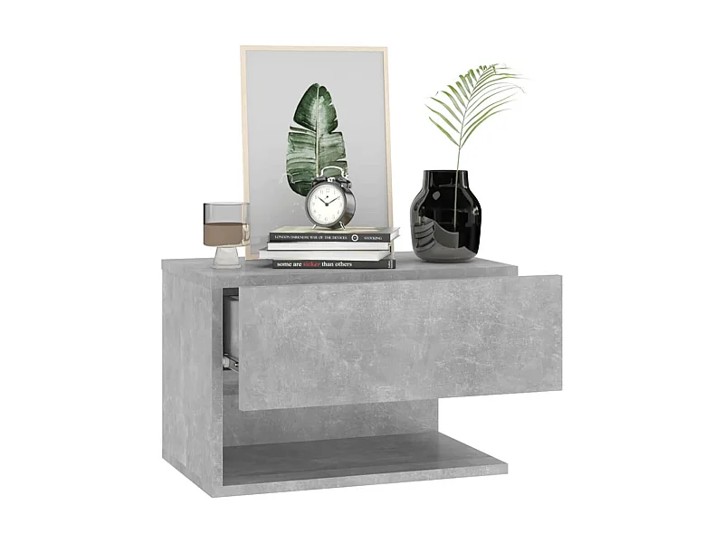 Table de chevet murale Gris béton Bois d'ingénierie 2