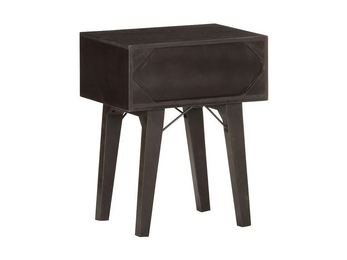 Table de chevet bois de récupération foncé noir Figg