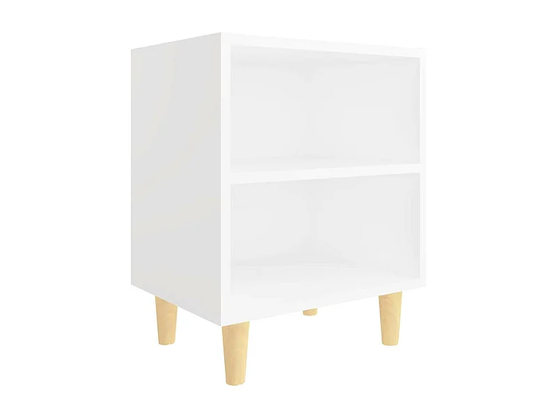 Table de chevet avec pieds en bois massif Blanc 40x30x50 2