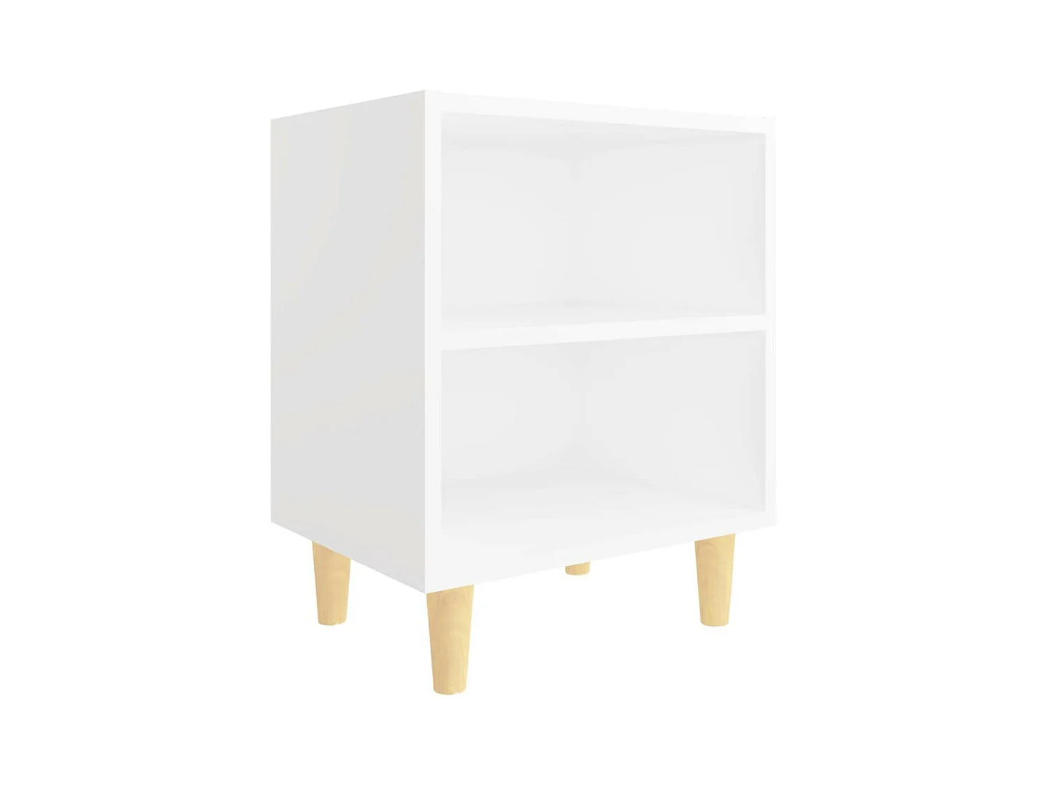 Table de chevet avec pieds en bois massif Blanc 40x30x50 2