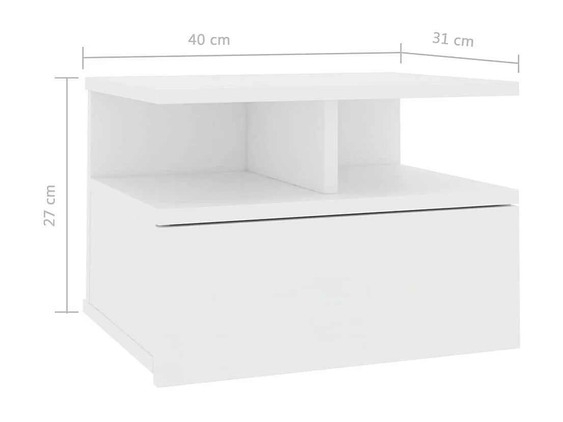 Tables de chevet suspendues 2 pcs Blanc 40x31x27