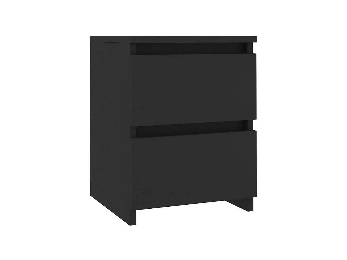 Table de chevet 2 tiroirs bois noir Ricio