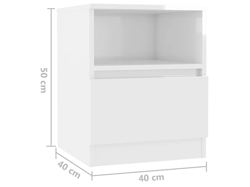 Table de chevet Blanc brillant 40x40x50 2