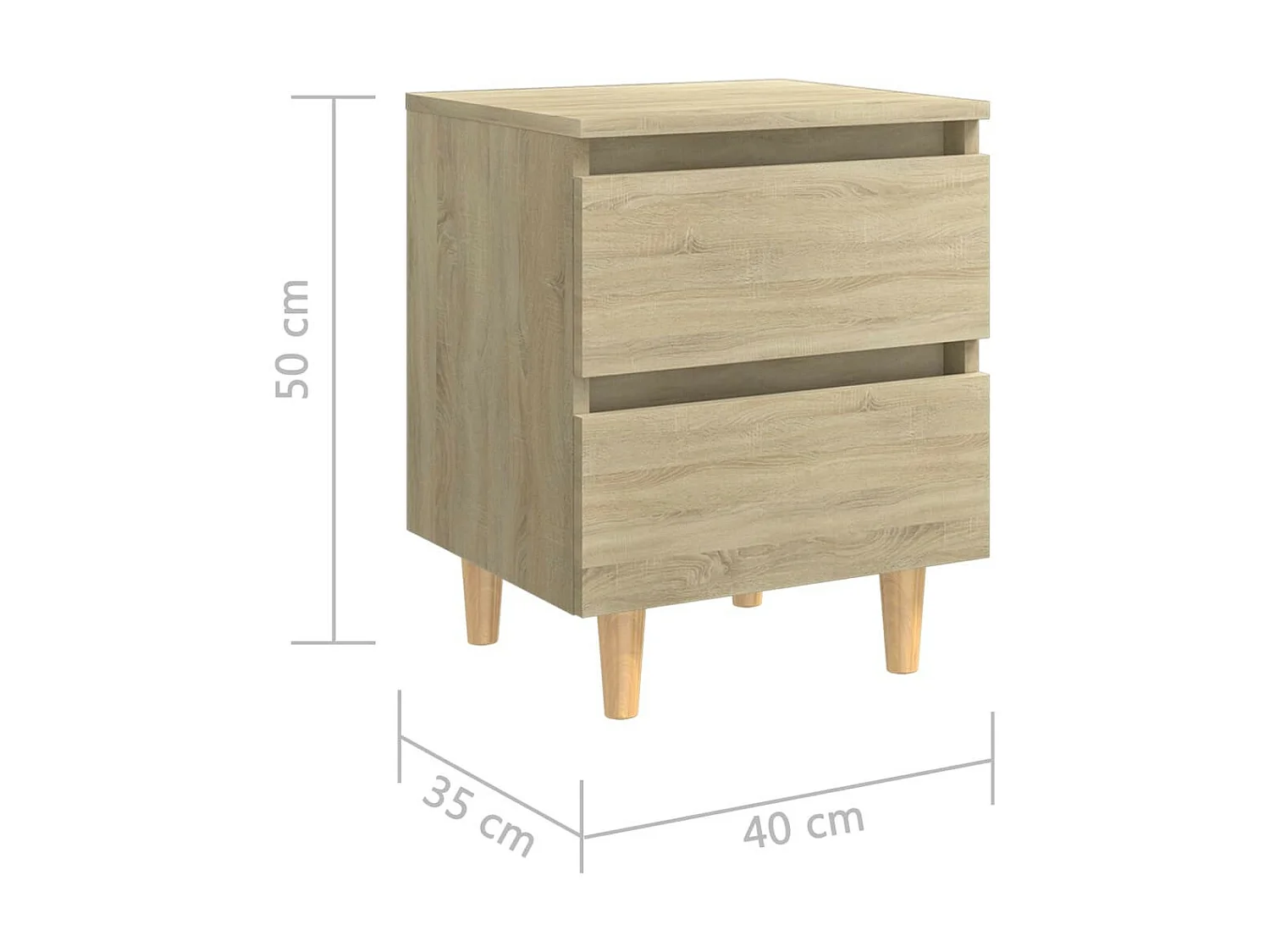 Table de chevet avec pieds en pin Chêne sonoma 40x35x50