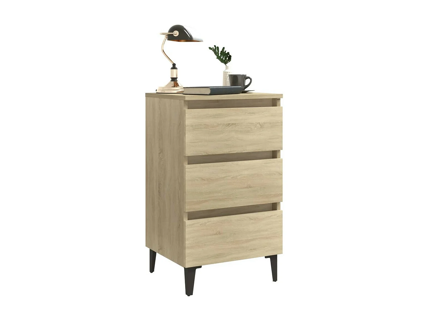 Table de chevet avec pieds en métal Chêne sonoma 40x35x69