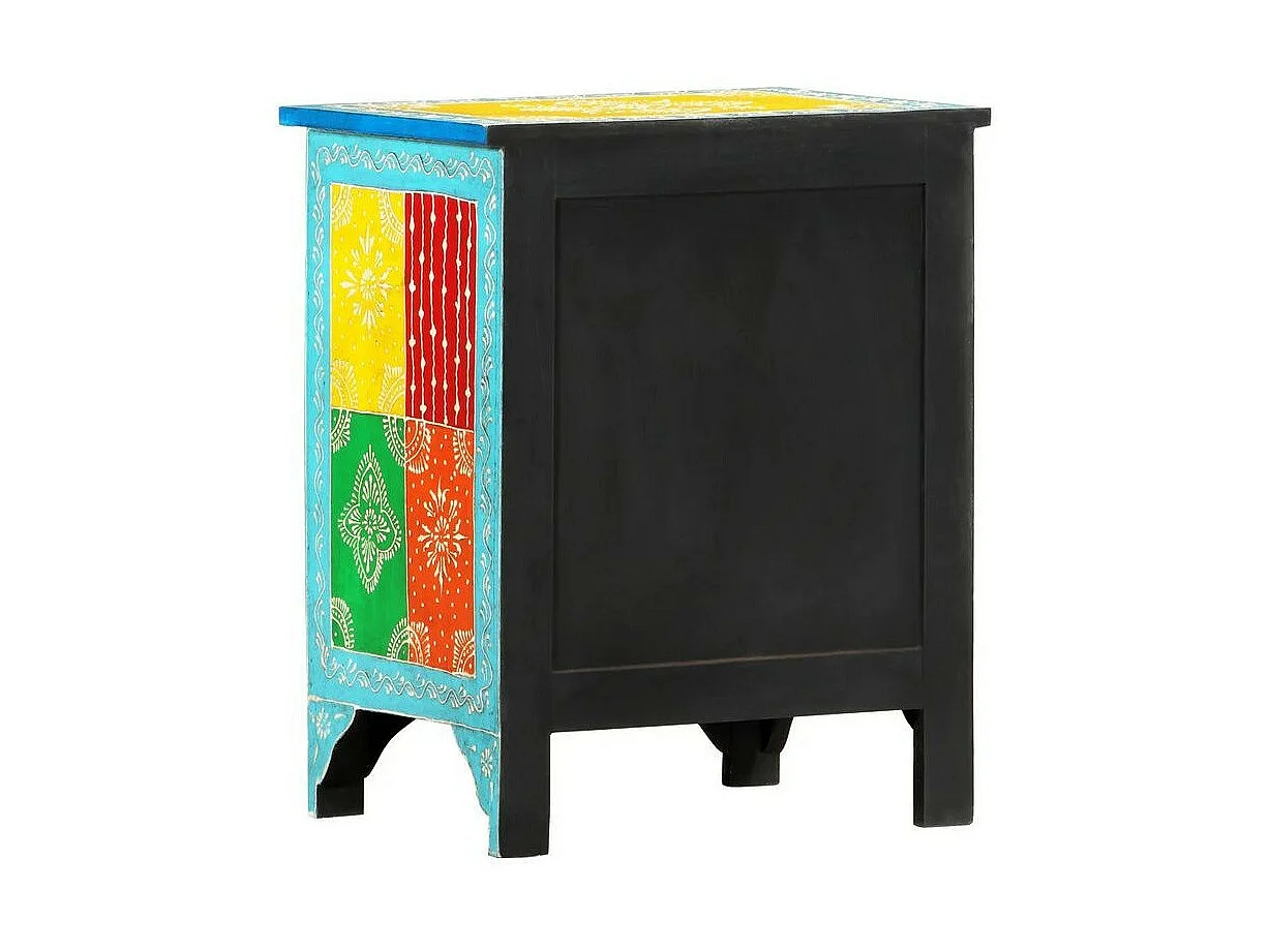 Table de chevet 2 tiroirs manguier massif bleu Coloria