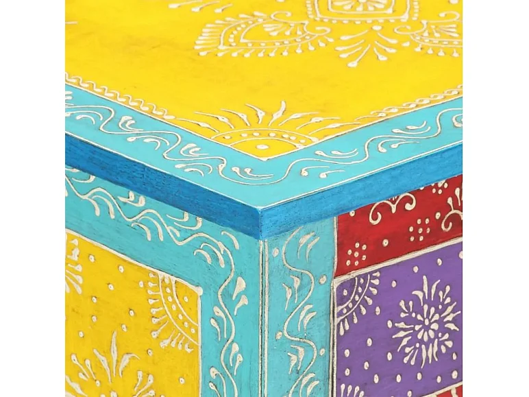 Table de chevet 2 tiroirs manguier massif bleu Coloria