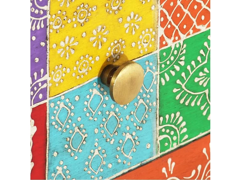 Table de chevet 2 tiroirs manguier massif bleu Coloria