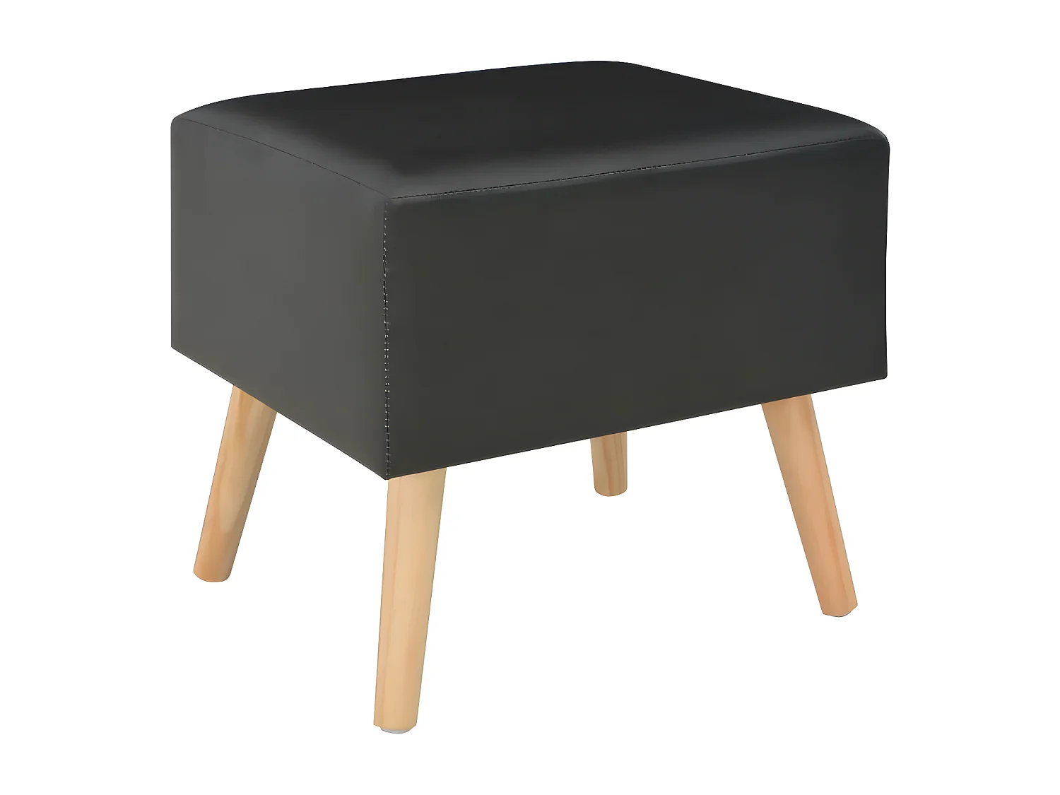 Table de chevet simili cuir noir et pin massif clair Twilly