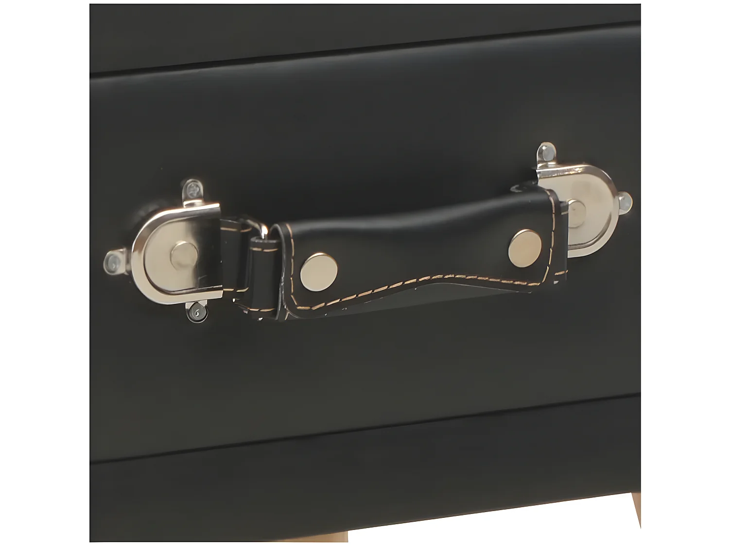 Table de chevet simili cuir noir et pin massif clair Twilly