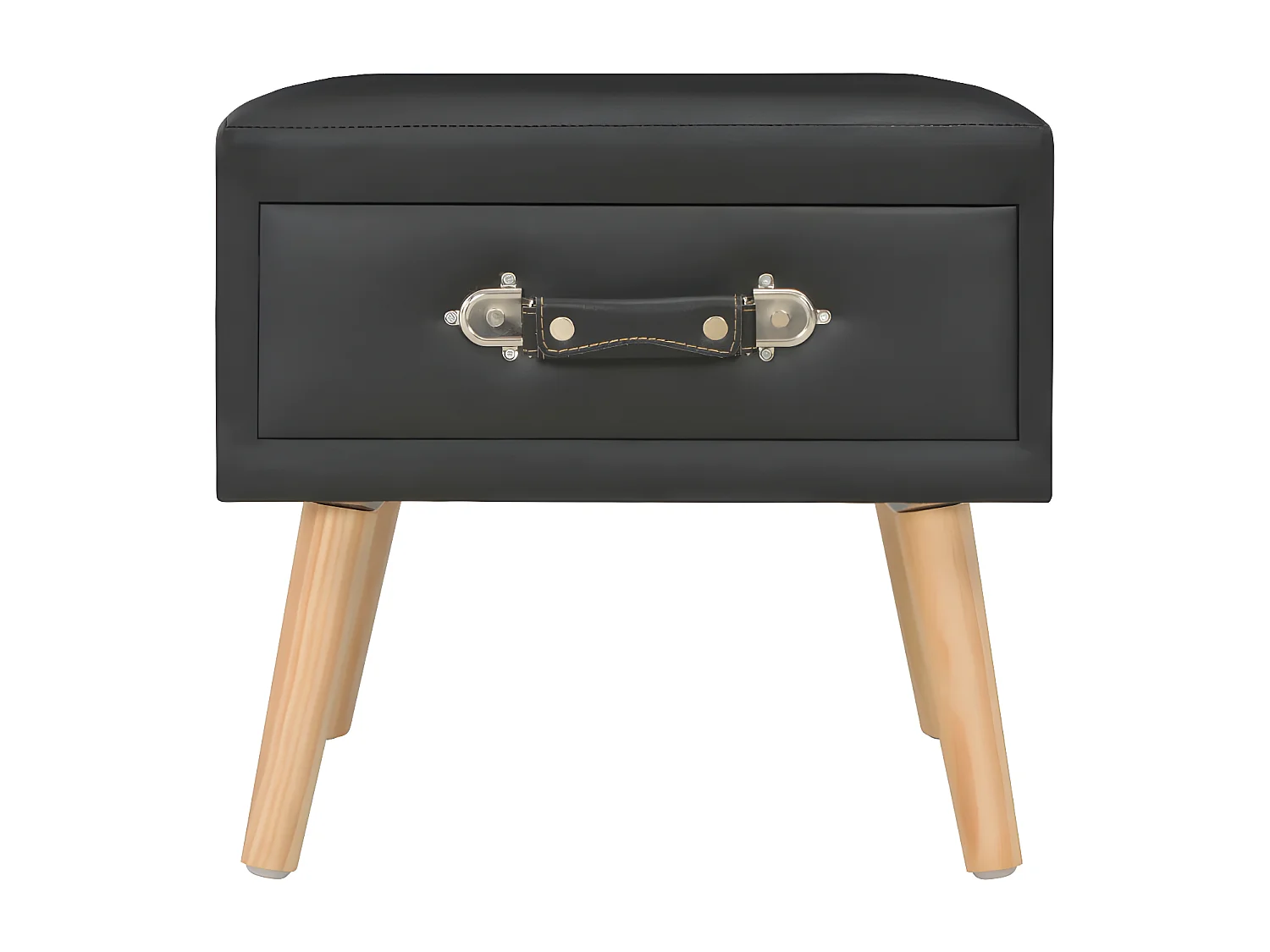 Table de chevet simili cuir noir et pin massif clair Twilly