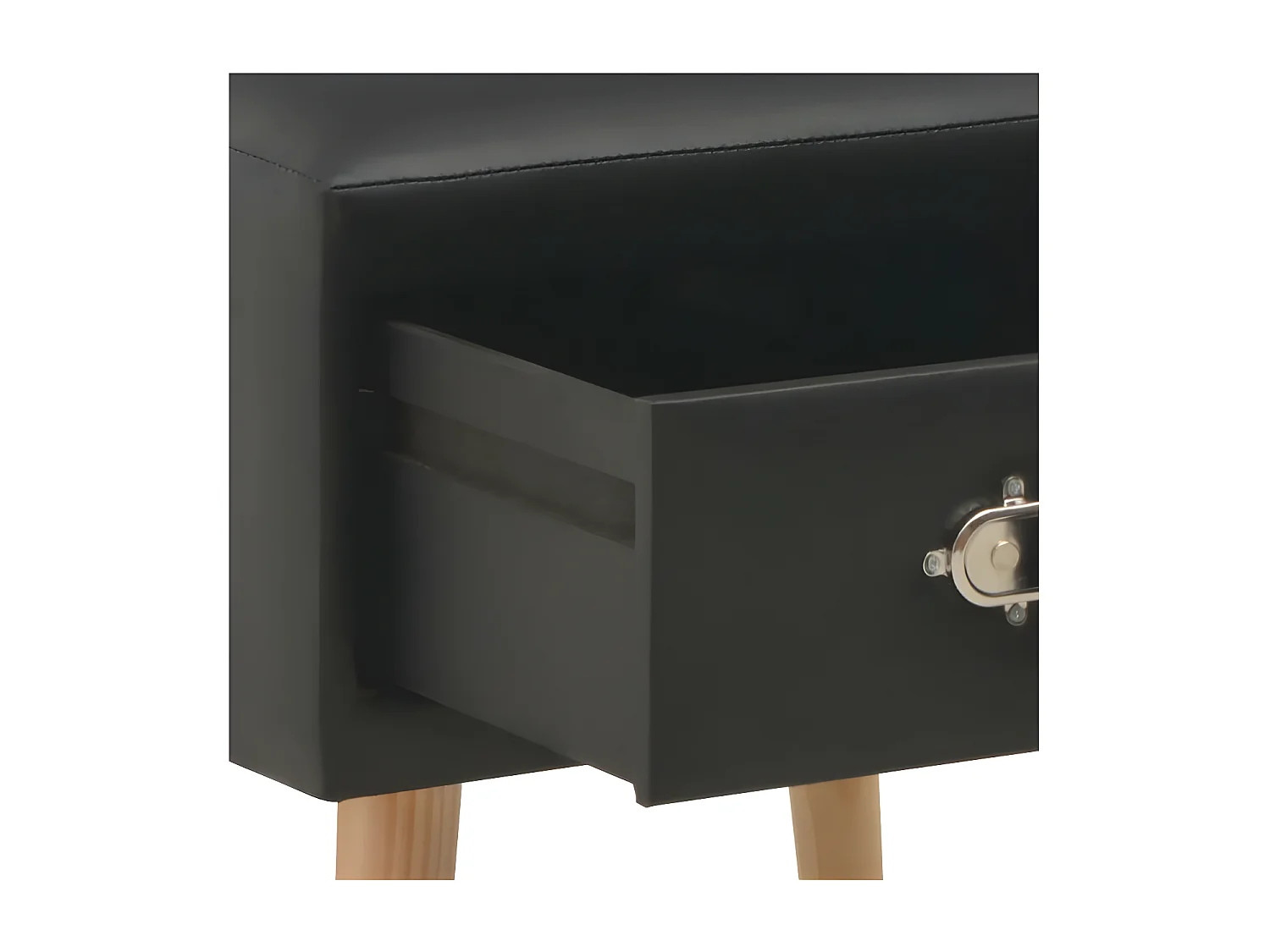 Table de chevet simili cuir noir et pin massif clair Twilly