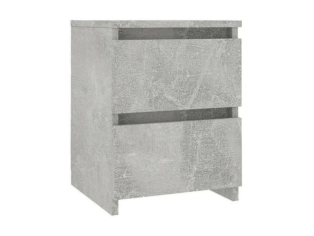 Table de chevet 2 tiroirs bois gris effet béton Ricio